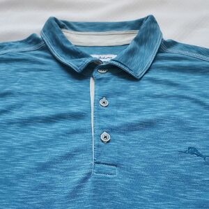 Tommy Bahama Teal 3-button Polo Shirt - (Large)
